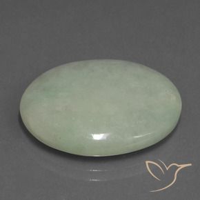 Jadéite Gris vert naturelle ovale, 23.40 ct, Translucide