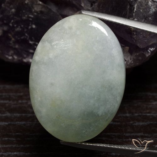 37.66ct Naturel Gris vert Jadéite, ovale, Translucide