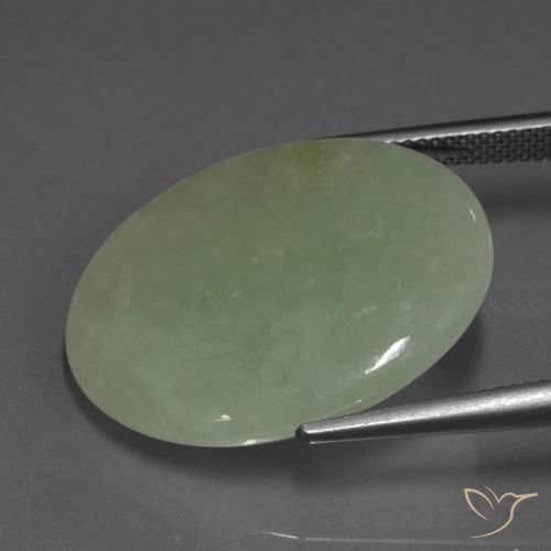 Jadéite Vert brunâtre naturelle ovale, 23.21 ct, Translucide