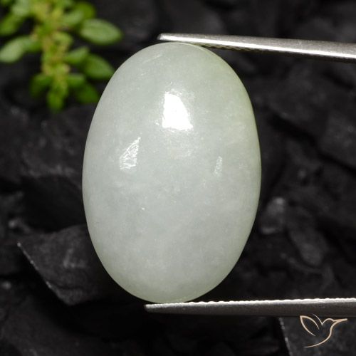21.95ct Naturel Blanc verdâtre pâle Jadéite, ovale, Translucide