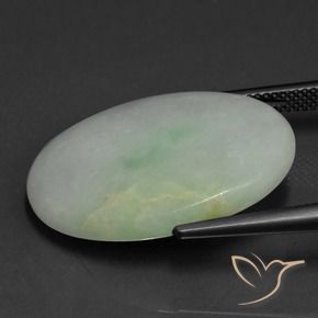 Jadéite Gris vert naturelle ovale, 22.43 ct, Translucide