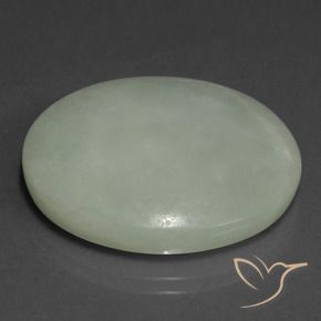 Jadéite Gris vert naturelle ovale, 40.64 ct, Translucide