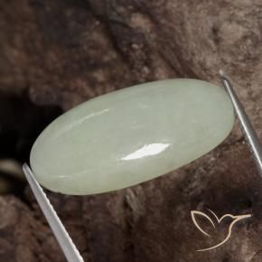 Jadéite Jaune-vert grisâtre naturelle ovale, 19.29 ct, Translucide
