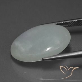 Jadéite Gris moyen naturelle ovale, 24.18 ct, Translucide