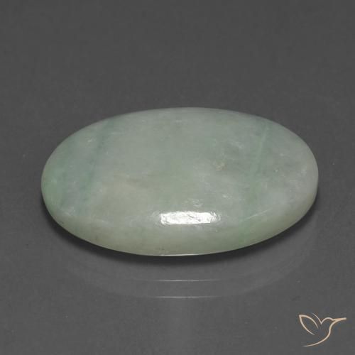 Jadéite Gris vert naturelle ovale, 20.92 ct, Translucide
