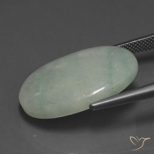 Jadéite Gris vert naturelle ovale, 20.92 ct, Translucide