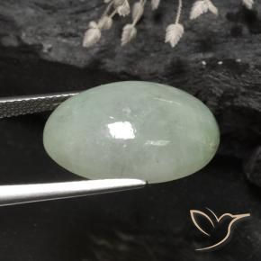 Jadéite Vert mousseux naturelle ovale, 15.21 ct, Translucide