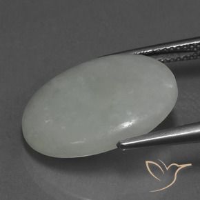 Jadéite Vert grisâtre naturelle ovale, 10.86 ct, Translucide