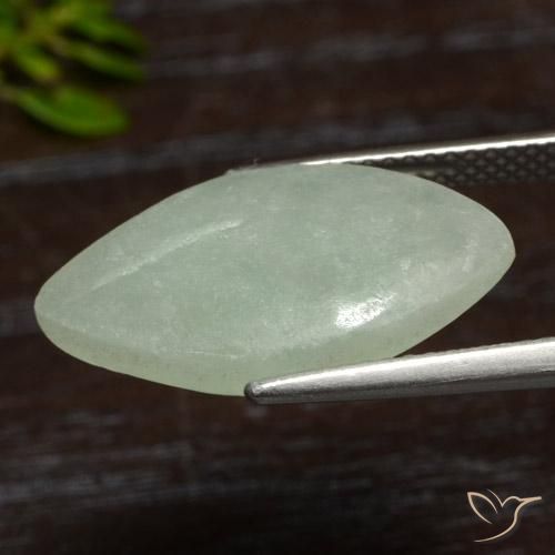 Jadéite Vert noisette léger naturelle Marquise, 6.77 ct, Translucide