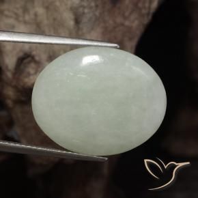 Jadéite Vert grisâtre naturelle ovale, 16.46 ct, Translucide
