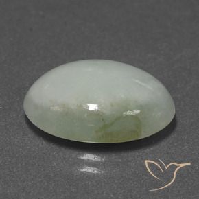 Jadéite Vert blanc naturelle ovale, 10.28 ct, Translucide