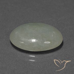 Jadéite Gris vert naturelle ovale, 10.09 ct, Translucide
