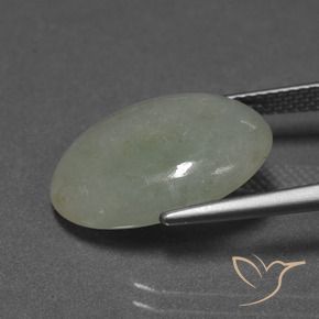 Jadéite Gris vert naturelle ovale, 10.09 ct, Translucide