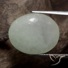 Jadéite Vert grisâtre naturelle ovale, 8.80 ct, Translucide