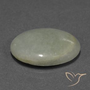 Jadéite Gris vert naturelle ovale, 9.18 ct, Translucide