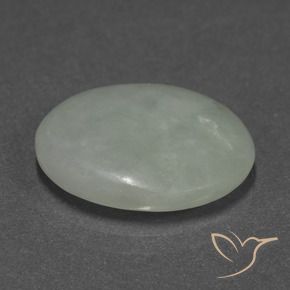 Jadéite Vert grisâtre naturelle ovale, 9.66 ct, Translucide