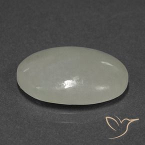 Jadéite Vert grisâtre naturelle ovale, 9.03 ct, Translucide