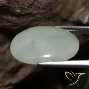 Jadéite Gris vert naturelle ovale, 9.17 ct, Translucide