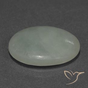 Jadéite Vert grisâtre naturelle ovale, 9.44 ct, Translucide
