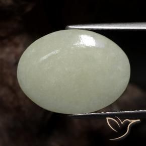 Jadéite Olive verte naturelle ovale, 8.61 ct, Translucide