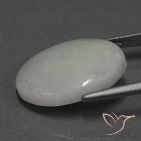 Jadéite Gris vert naturelle ovale, 9.24 ct, Translucide