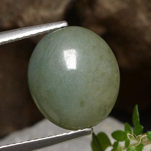 Jadéite Vert moyen naturelle ovale, 5.81 ct, Translucide