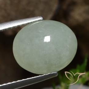 Jadéite Gris vert naturelle ovale, 4.87 ct, Translucide