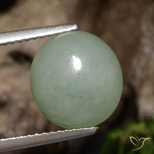 Jadéite Gris vert naturelle ovale, 5.39 ct, Translucide