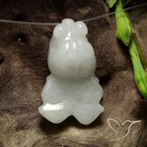 Jadéite Blanc grisâtre naturelle Fantaisie, 42.70 ct, Translucide