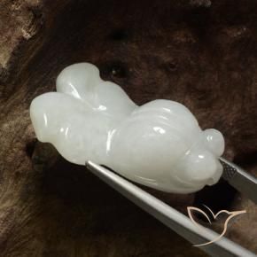 Jadéite Blanc grisâtre naturelle Fantaisie, 42.70 ct, Translucide