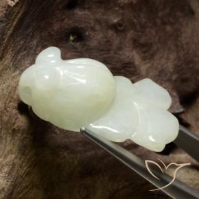 Jadéite Blanc verdâtre naturelle Fantaisie, 33.53 ct, Translucide