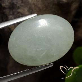 Jadéite Vert grisâtre naturelle ovale, 7.34 ct, Translucide