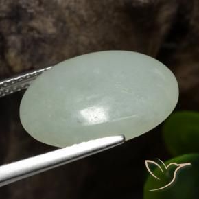 Jadéite Vert grisâtre naturelle ovale, 7.34 ct, Translucide