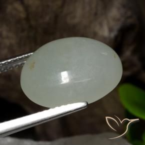 Jadéite Gris vert naturelle ovale, 8.05 ct, Translucide