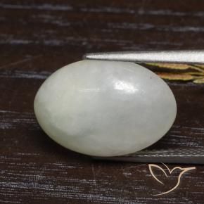 Jadéite Vert grisâtre naturelle ovale, 8.63 ct, Translucide