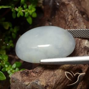 Jadéite Gris moyen naturelle ovale, 26.59 ct, Translucide