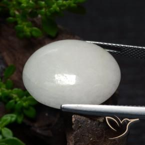 Jadéite Gris très clair naturelle ovale, 22.60 ct, Translucide
