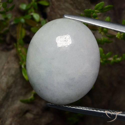 22.14ct Naturel Blanc grisâtre Jadéite, ovale, Translucide