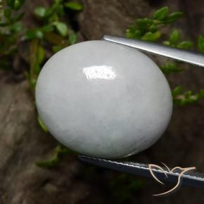 Jadéite Blanc grisâtre naturelle ovale, 22.14 ct, Translucide