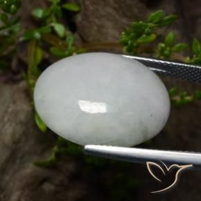 Jadéite Blanc grisâtre naturelle ovale, 22.14 ct, Translucide