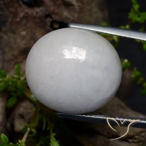 Jadéite Blanc grisâtre naturelle ovale, 22.55 ct, Translucide