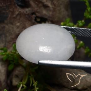 Jadéite Blanc grisâtre naturelle ovale, 22.55 ct, Translucide