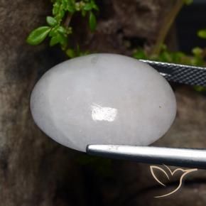 Jadéite Blanc grisâtre naturelle ovale, 24.10 ct, Translucide