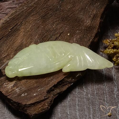 Jadéite Jaune verdâtre naturelle Fantaisie, 27.20 ct, Translucide