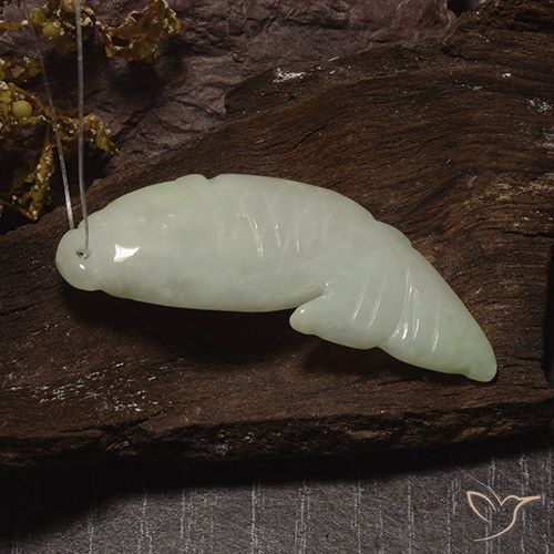 31.73ct Naturel Vert grisâtre Jadéite, Fantaisie, Translucide