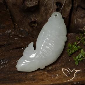 Jadéite Blanc grisâtre naturelle Fantaisie, 34.27 ct, Translucide