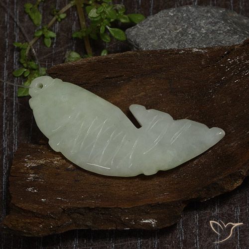 26.69ct Naturel Vert grisâtre Jadéite, Fantaisie, Translucide