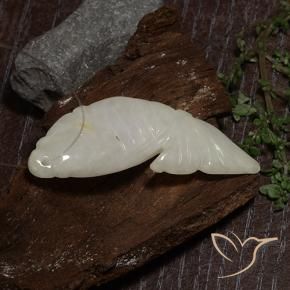 Jadéite Blanc grisâtre naturelle Fantaisie, 29.96 ct, Translucide