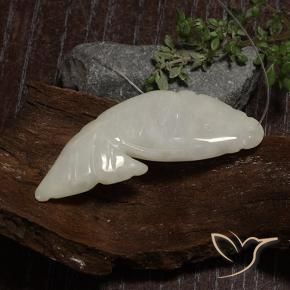 Jadéite Blanc grisâtre naturelle Fantaisie, 29.96 ct, Translucide