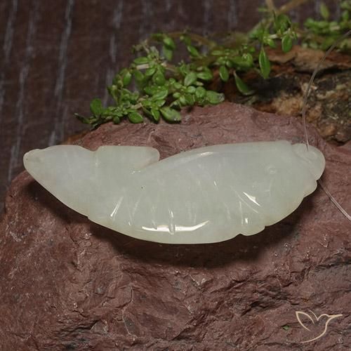 Jadéite Blanc grisâtre naturelle Fantaisie, 26.72 ct, Translucide